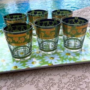 Mid-Century Cera Golden Grapes Rocks Glasses - S/6